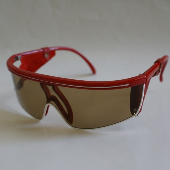 NWT True Vintage Funky Wrap Sunglasses w/side leather / amber lens tint Sunglass - Picture 1 of 5